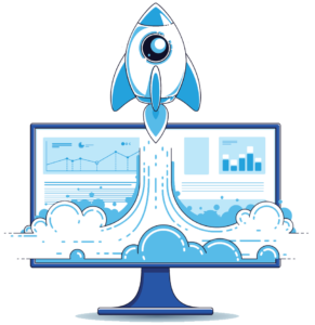 Immagine di un razzo che decolla da uno schermo per descrivere il concetto di velocità di un sito web come elemento essenziale della responsività in rapporto all'usabilità